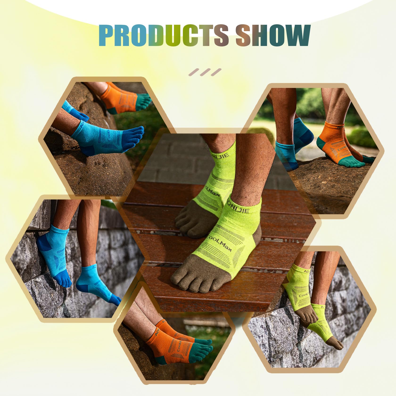 AONIJIE Toe Socks for Men and Women Athletic Hiking Coolmax Socks with toes - Soft Comfortable and Moisture Wicking