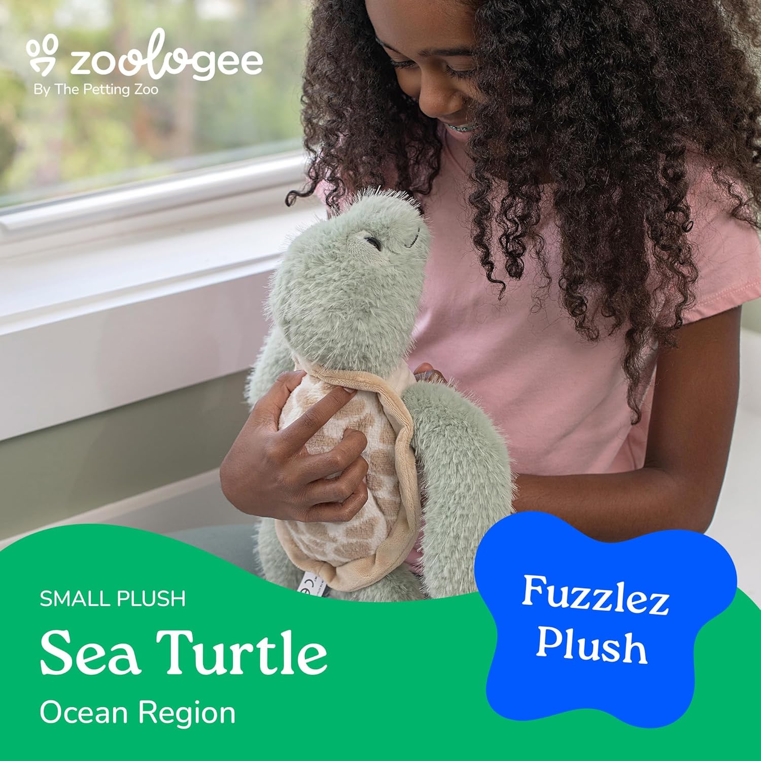 The Petting Zoo Tortoise Sea Turtle Stuffed Animal Plushie, Fuzzlez, 10 in image 2