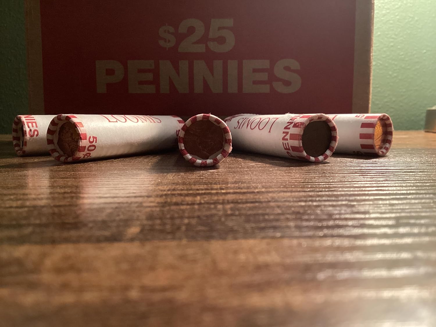 Bank-Sealed Circulated Penny Rolls, 5 Rolls, 250 Coins Total, 50 Coins Per Roll, Copper, Wheats, Indian Head Pennies Found