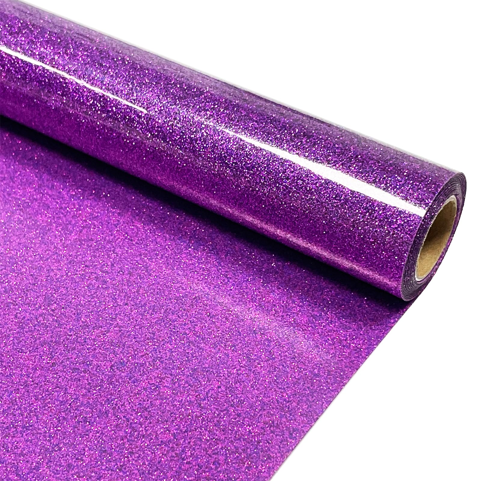 Purple Glitter Heat Transfer Vinyl 12" x 5 ft HTV for Shirts, Glitter HTV for All Cutter Machine - Easy to Cut &amp; Weed for Heat Vinyl Design (Purple)