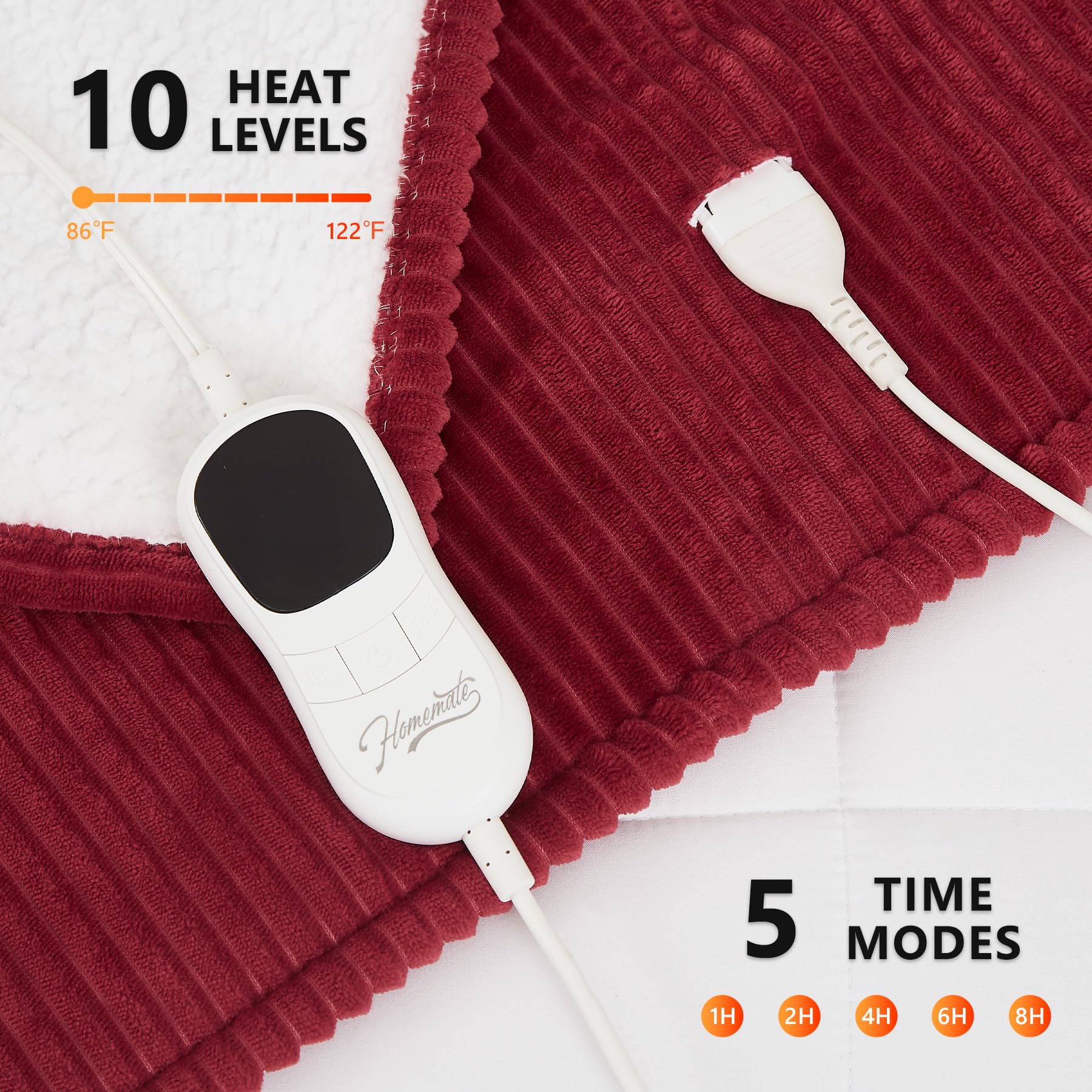 Homemate Heated Blanket Electric Throw 62"x84" Heating Blanket Throw