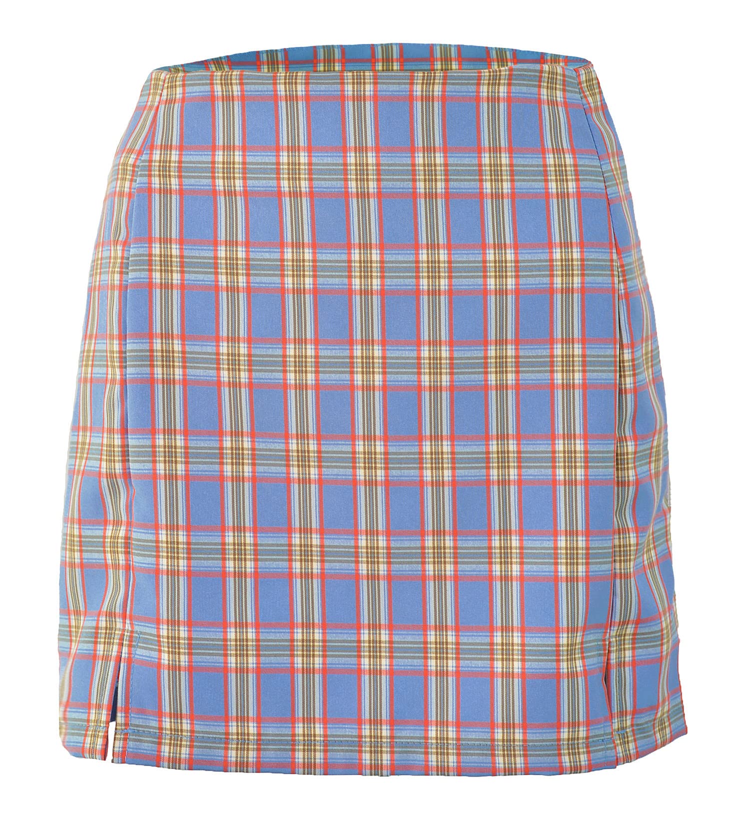FEOYA Falda Corta de Tubo para Mujeres a Cuadros con Cintura Alta Ajustable Minifalda para Verano Primavera Fiesta Tenis Bádminton Viaje