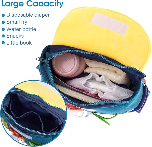 Miniatura 10 de Busy Board - Mochila para niños pequeños con hebillas y juguetes de actividades de aprendizaje, desarrolla habilidades motoras finas y habilidades