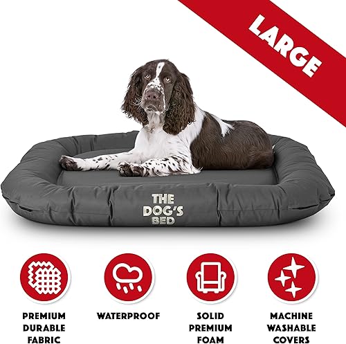 Miniatura 3 de The Dog's Bed Utility - Cama impermeable para perro, tela Oxford gris grande y duradera, cremalleras YKK resistentes, funda reversible lavable,