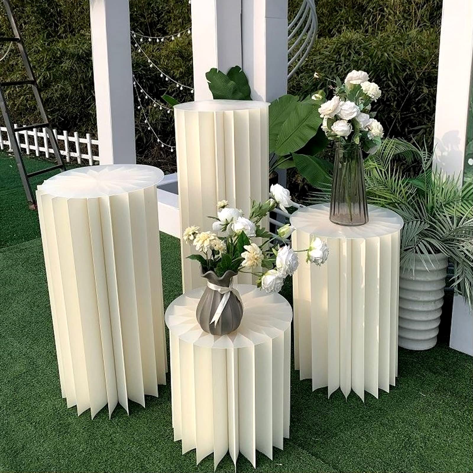 Faltbare Papiersäulen 80cm - 4 Stück Mit Acryl-Deckel Für Hochzeitsdeko