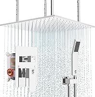 Vista 13 de Sistema de ducha en cascada de 4 funciones con chorros corporales, sistema de ducha de lluvia de cuerpo completo SR SUN RISE con grifo de ducha