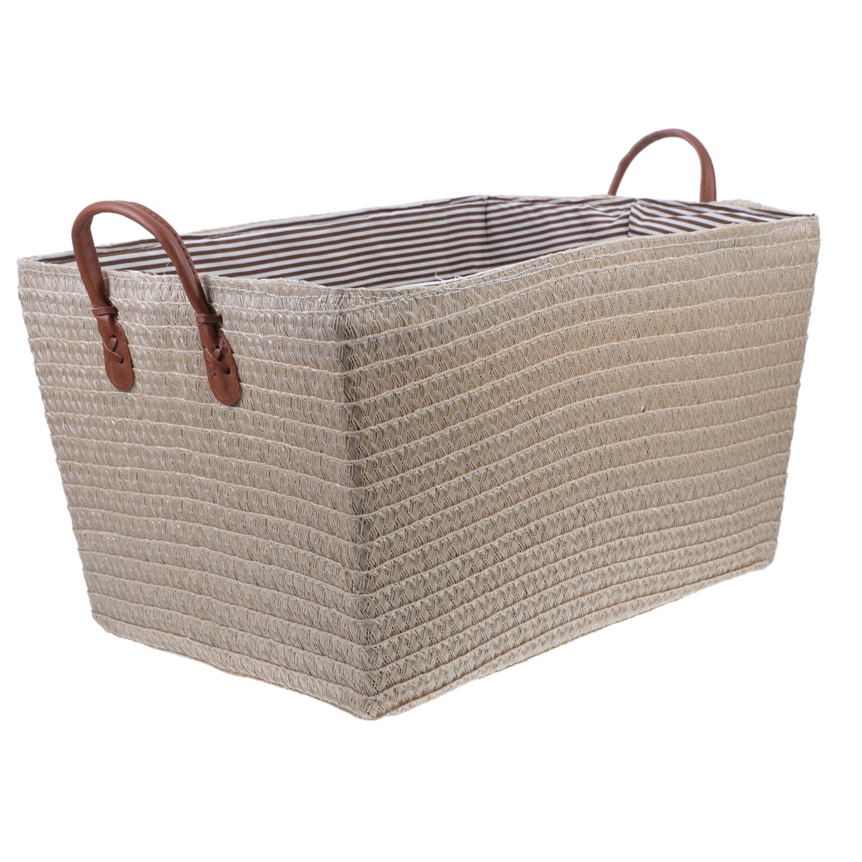 Panier de rangement pliable grand format en jonc de mer tressé haut de gamme imitation rotin