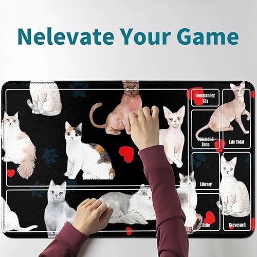 Miniatura 9 de Tapete de juego para MTG Card Playmat TCG, tapete de escritorio de 24 x 14 pulgadas, tapete cosido para Commander Board RPG CCG Game Magic The