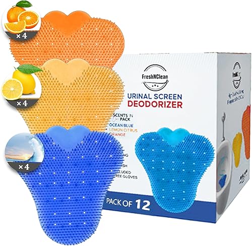 Desodorizador de pantalla urinaria (paquete de 12) – Pasteles antisalpicaduras con protección contra olores – Desodorizadores de larga duración para