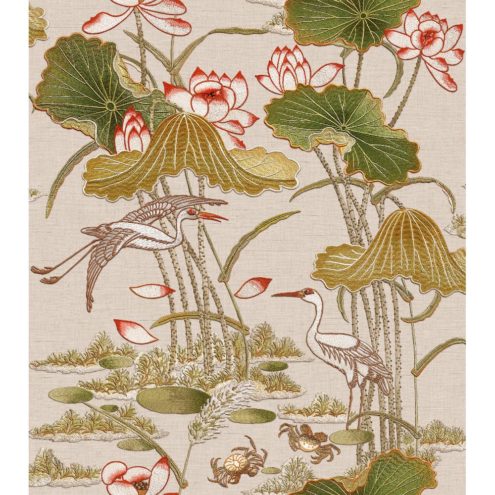 Design Id Green Wallpaper Tp422703 Tapestry Lotus Pond