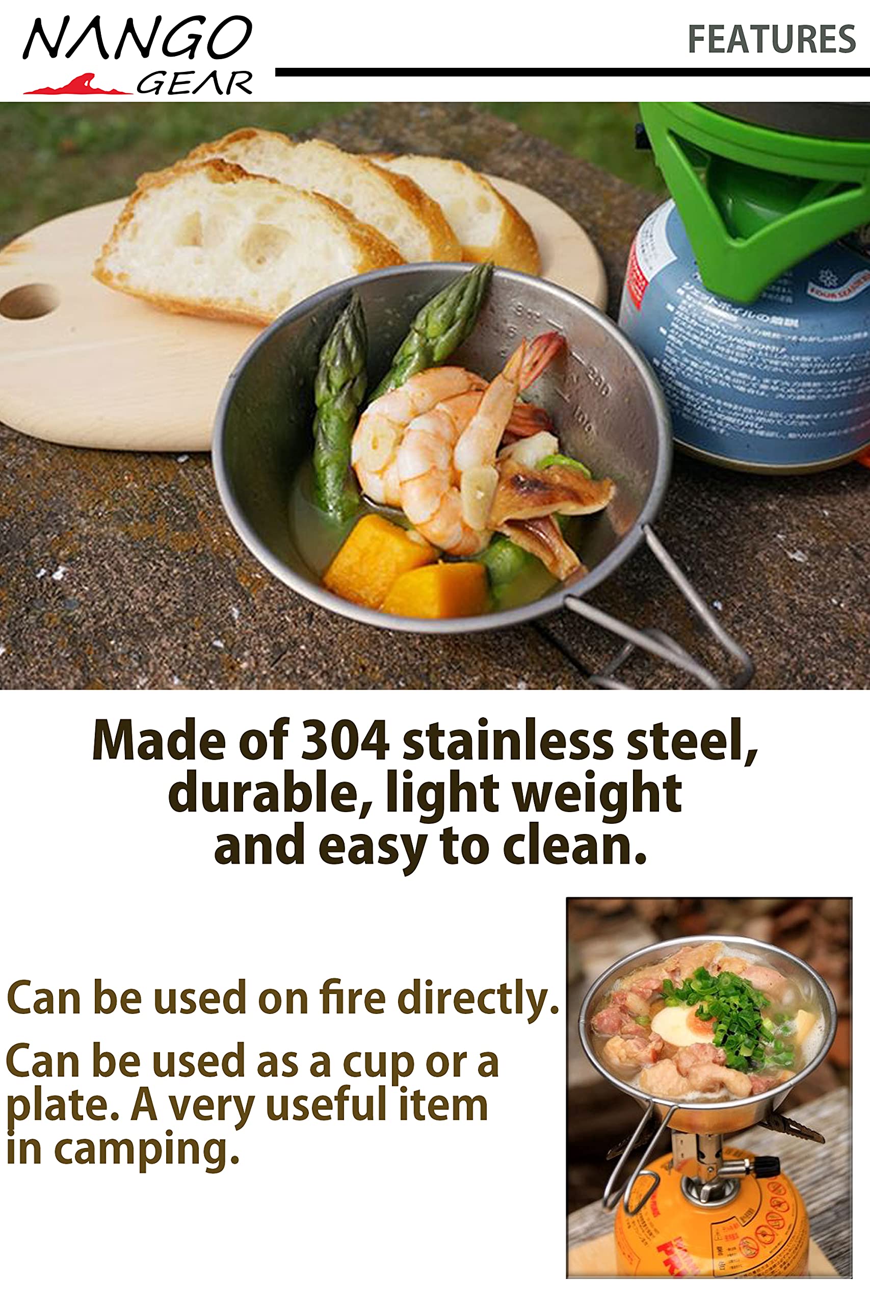 Amazon.com: NANGOGEAR 3pcs Set Stainless Steel Camping Sierra Cup