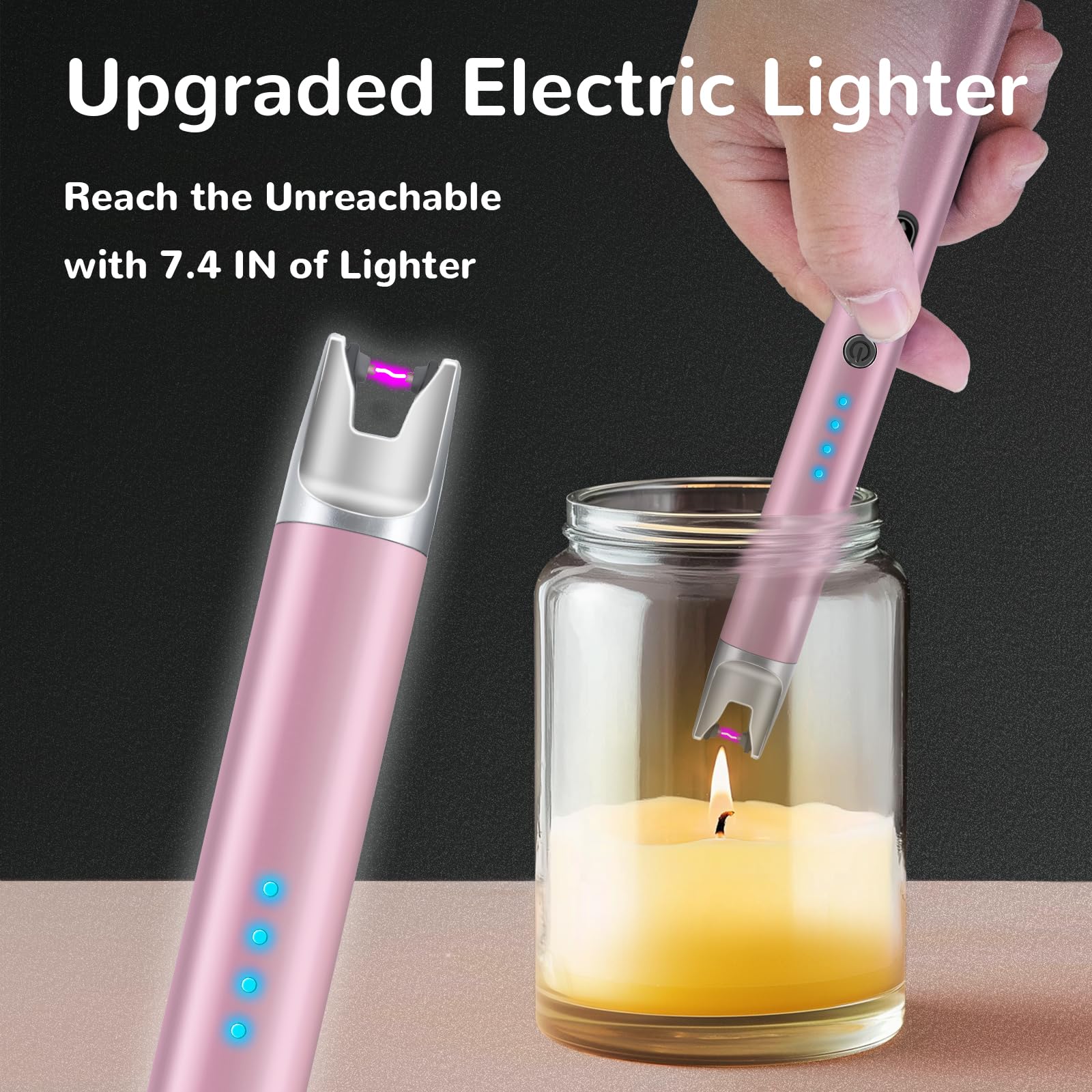 Confezione da 2 accendini elettrici ricaricabili tramite USB, antivento, al plasma, senza fiamma, tipo C, con interruttore di sicurezza, per candele, barbecue, campeggio, fuochi d'artificio di