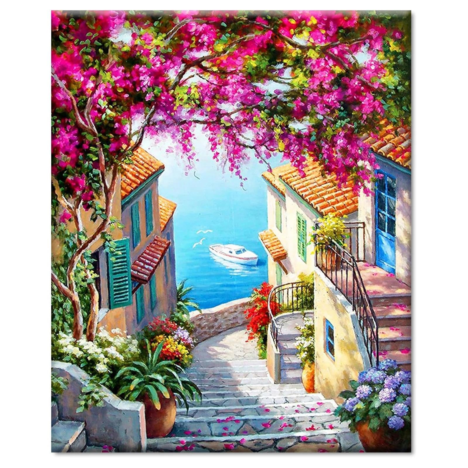 YALKIN Paint by Numbers for Adults Kits, Sea View Painting by Number Kits On Canvas,Without Frame DIY Color Oil Painting Paints,Home Wall Decor 16x20in/40x50cm