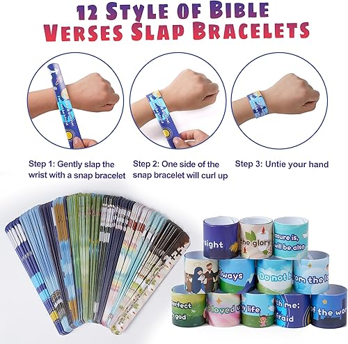 Miniatura 3 de Kolewo4ever 144 pulseras con versículos bíblicos, pulseras religiosas cristianas bofetadas, pulseras bíblicas inspiradoras de las Escrituras, 12