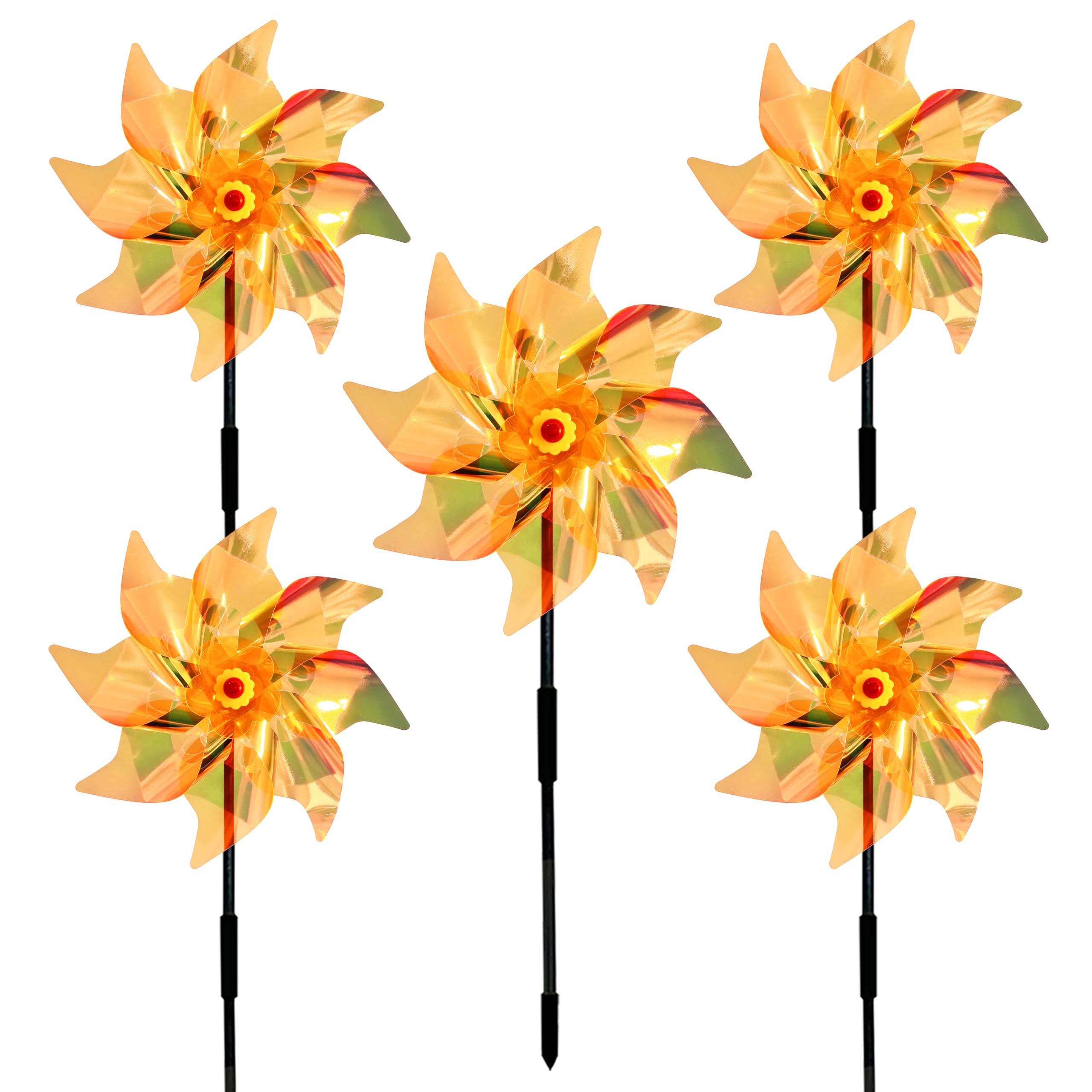 5 Pack Windmills for Garden,Pigeon Deterrent Bird Scarers for Gardens,Reflective Windmill Bird Deterrent,Wind Spinners Protect Your House,Window,Garden,Farm (5 Windmills-E)