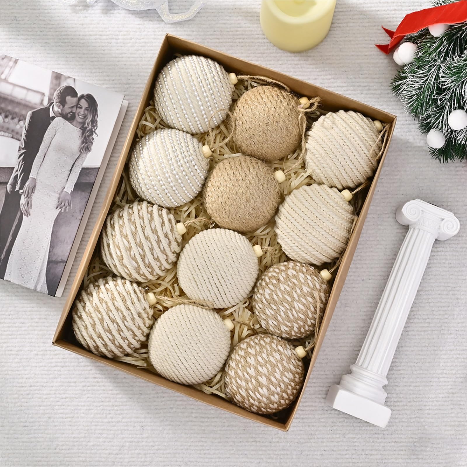 Boule de Noël, Ornement, 12 Décorations De Noël 8 Cm Diamètre À Suspendre for La Maison Décoration pour Sapin