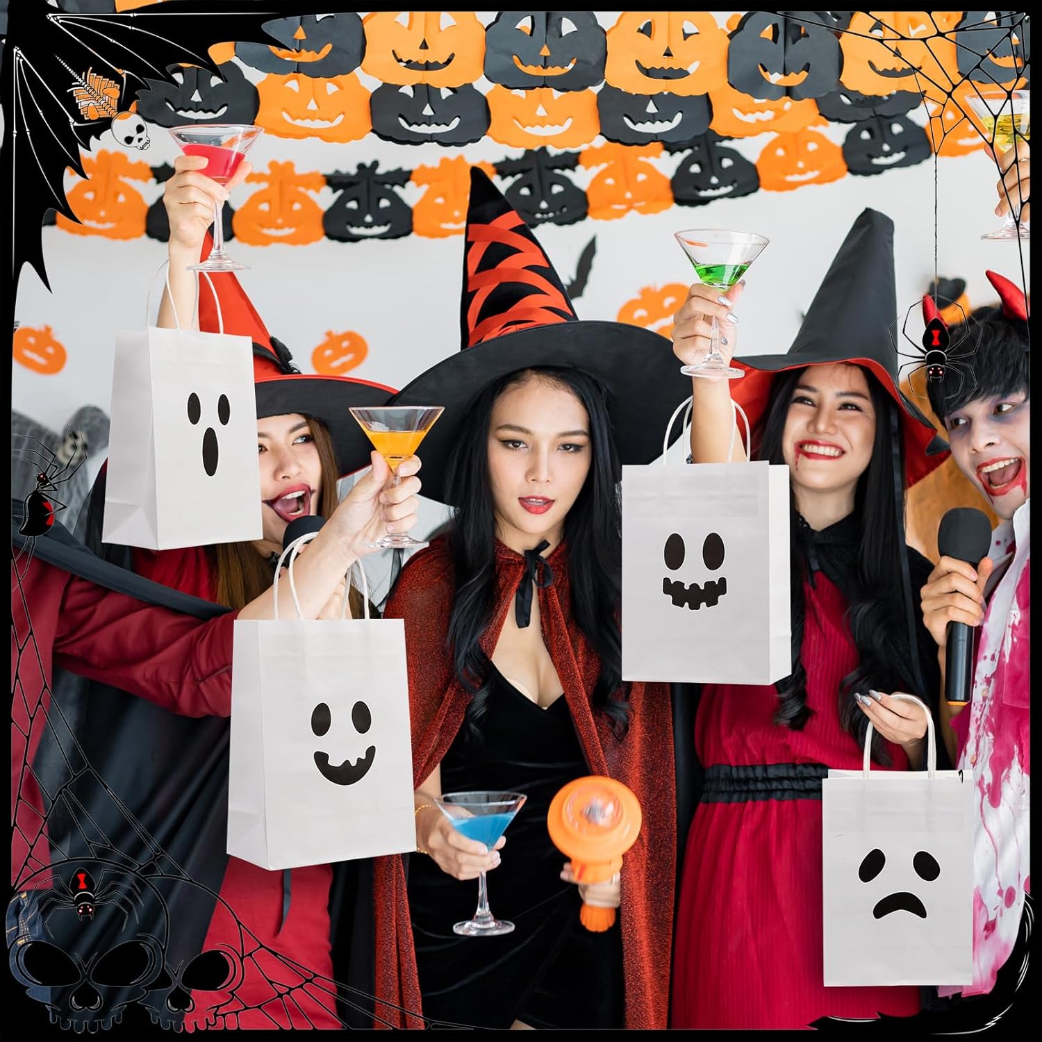 Yexiya 24 Pcs Halloween Ghost Paper Gift Bags with Handles Party Favor Bags for Candy Halloween Party Supplies - Image 5