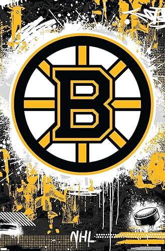 Trends International NHL Boston Bruins - Póster de pared con logotipo Maximalist 23, 14.72 x 22.37 pulgadas, versión premium sin marco