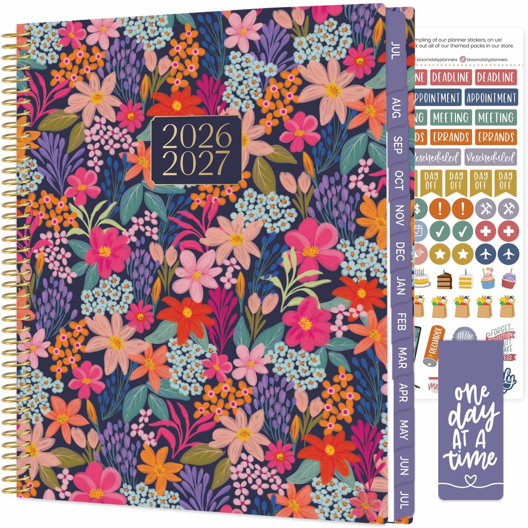 Photo 1 of bloom daily planners 2026-2027 Planner (8.5” x 11") 13 Month Academic Year Organizer (July 2026 - July 2027) - Weekly & Monthly Agenda Book with Stickers & Tabs - Floral Fiesta
