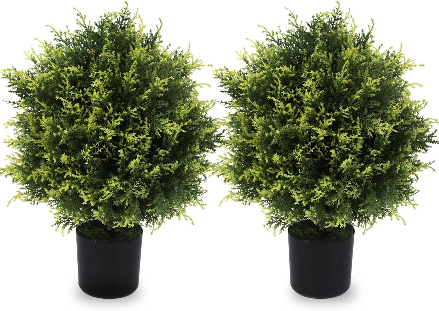 Artificial Topiary Cedar Ball Tree 20'' Fake Cedar Potted Plants Artificial Shrubs Bushes Ball Tree for Indoor Outdoor Home Garden Decor (2 Pack)