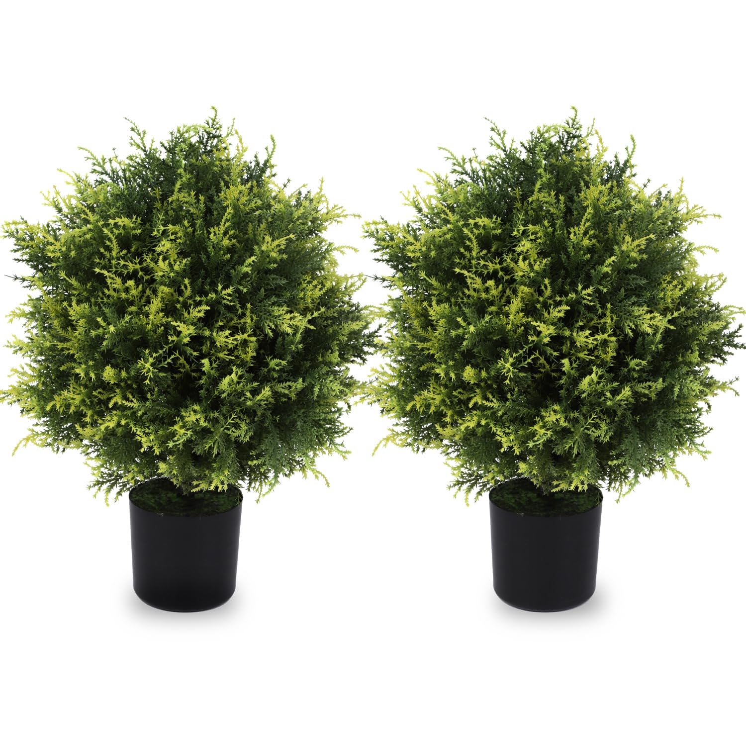 Artificial Topiary Cedar Ball Tree 20'' Fake Cedar Potted Plants Artificial Shrubs Bushes Ball Tree for Indoor Outdoor Home Garden Decor (2 Pack) Product Image 1