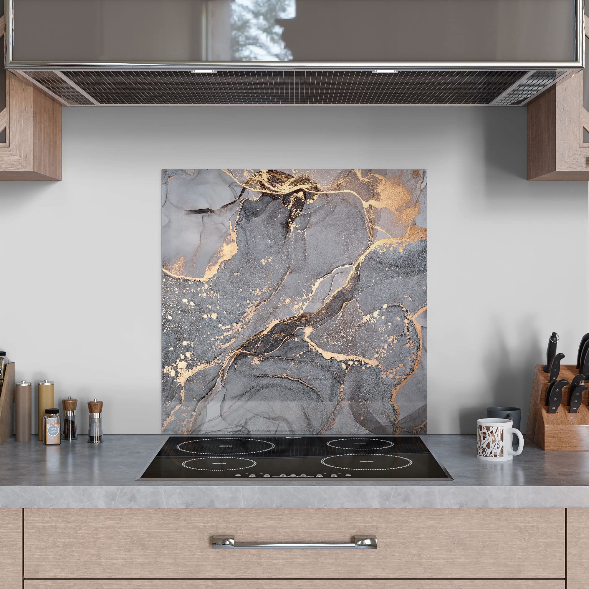 DEQORI Keukenachterwand van glas, effen kleur, beige, 60 x 60 cm, badkamer- of fornuisachterwand, spatbescherming voor keuken en badkamer, moderne decoratie voor tegelspiegels
