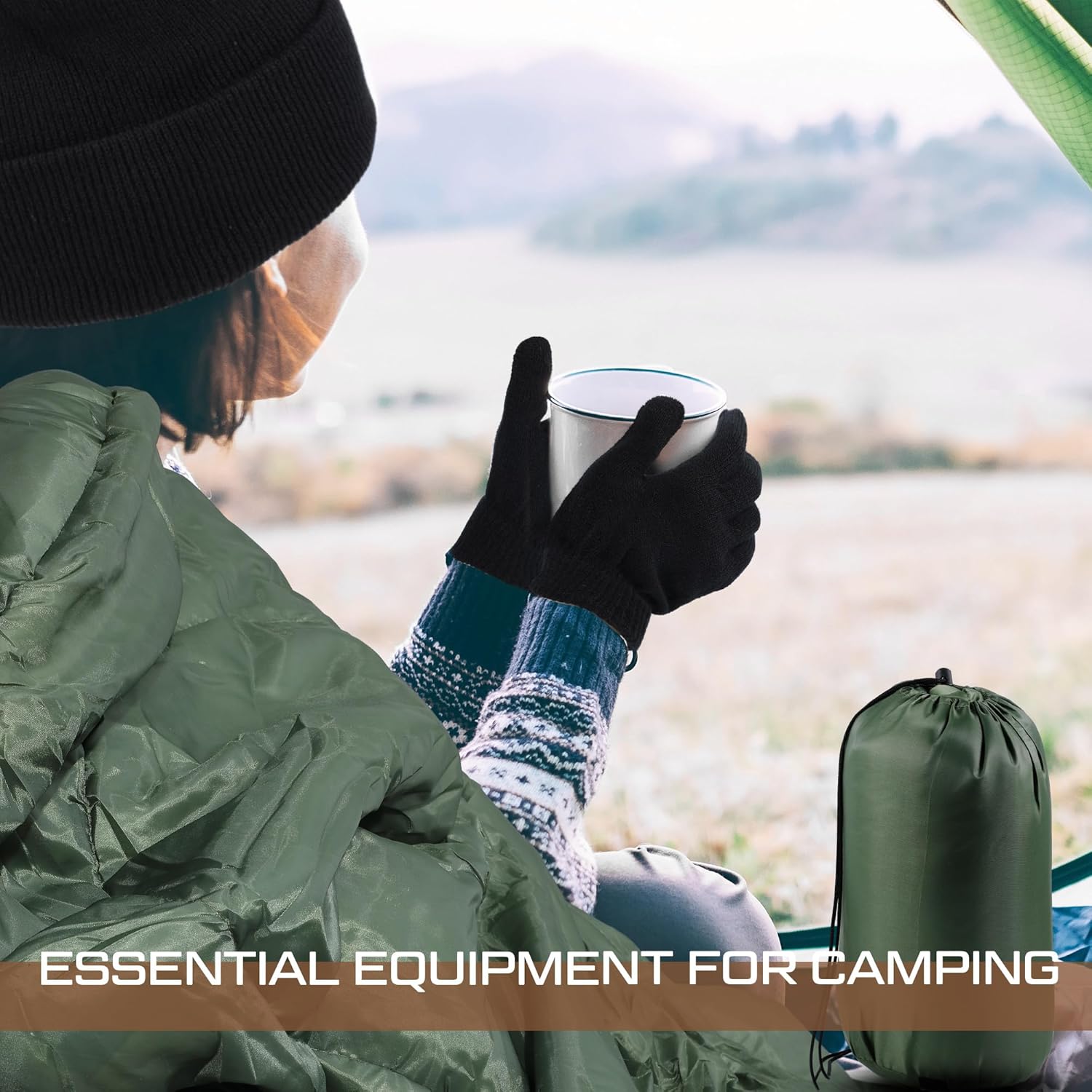 Tranqun 5 Packs Sleeping Bags for Homeless 5 Winter Beanies 5 Gloves Adults 0 Degree Camping Sleeping Bag Waterproof Lightweight for Donation Shelter