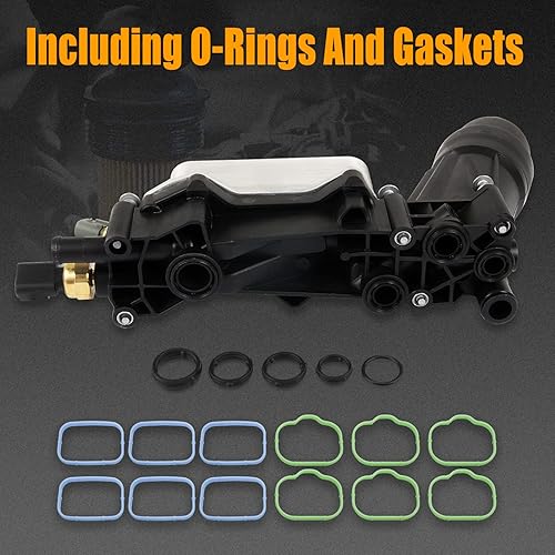 Miniatura 2 de Para 2014 2015 2016 2017 Chrysler Dodge Jeep 3.6L V6 adaptador de filtro de aceite, número de reemplazo 68105583AF 68105583AE