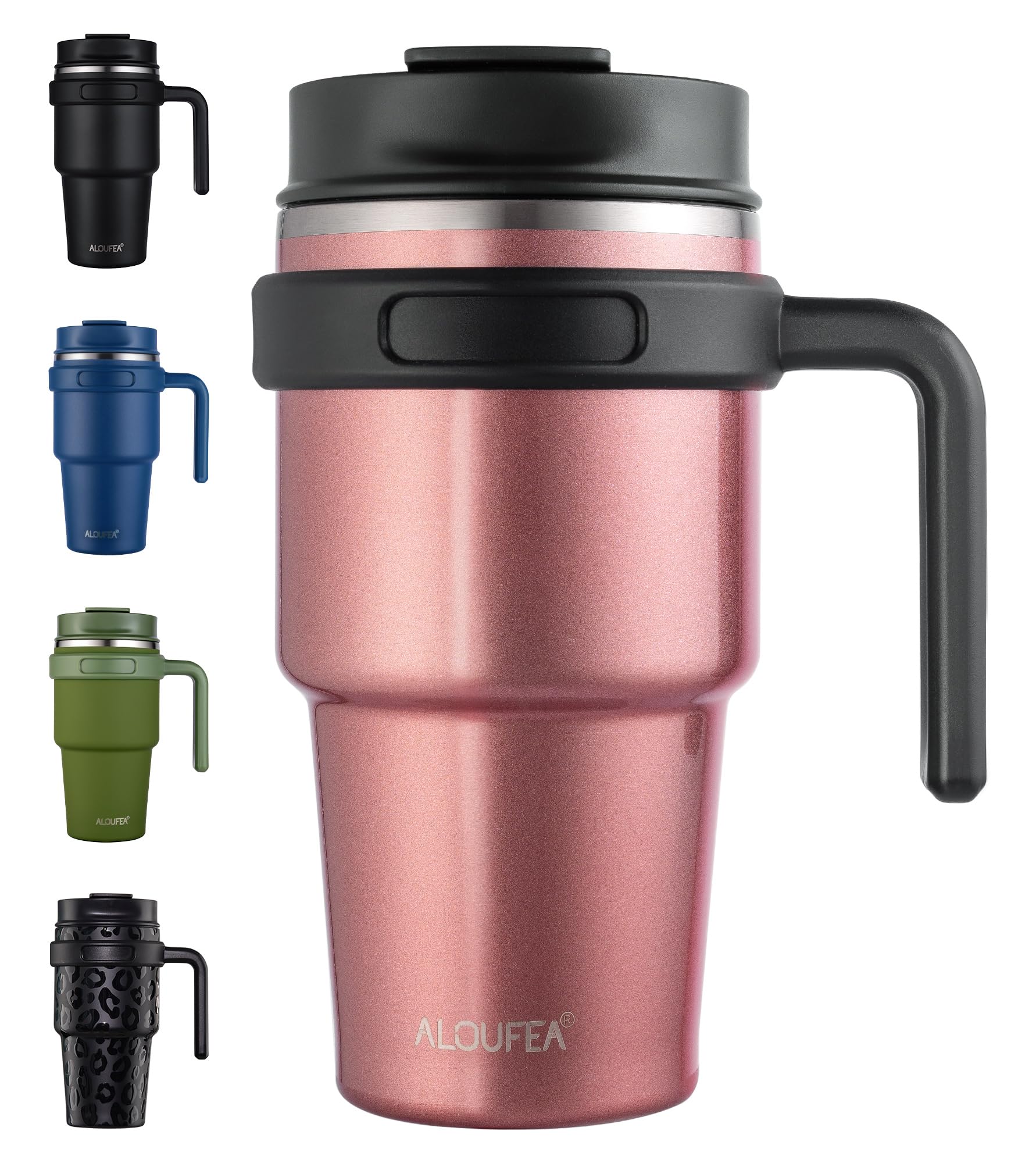 Amazon.com: ALOUFEA 20 oz Insulated Coffee Mug Tumbler with Handle,  Stainless Steel Travel Mug Tumbler with Lid and Straw,Double Wall Vacuum  Leak Proof Ice Coffee Thermal Cup, Rose Gold : Home &