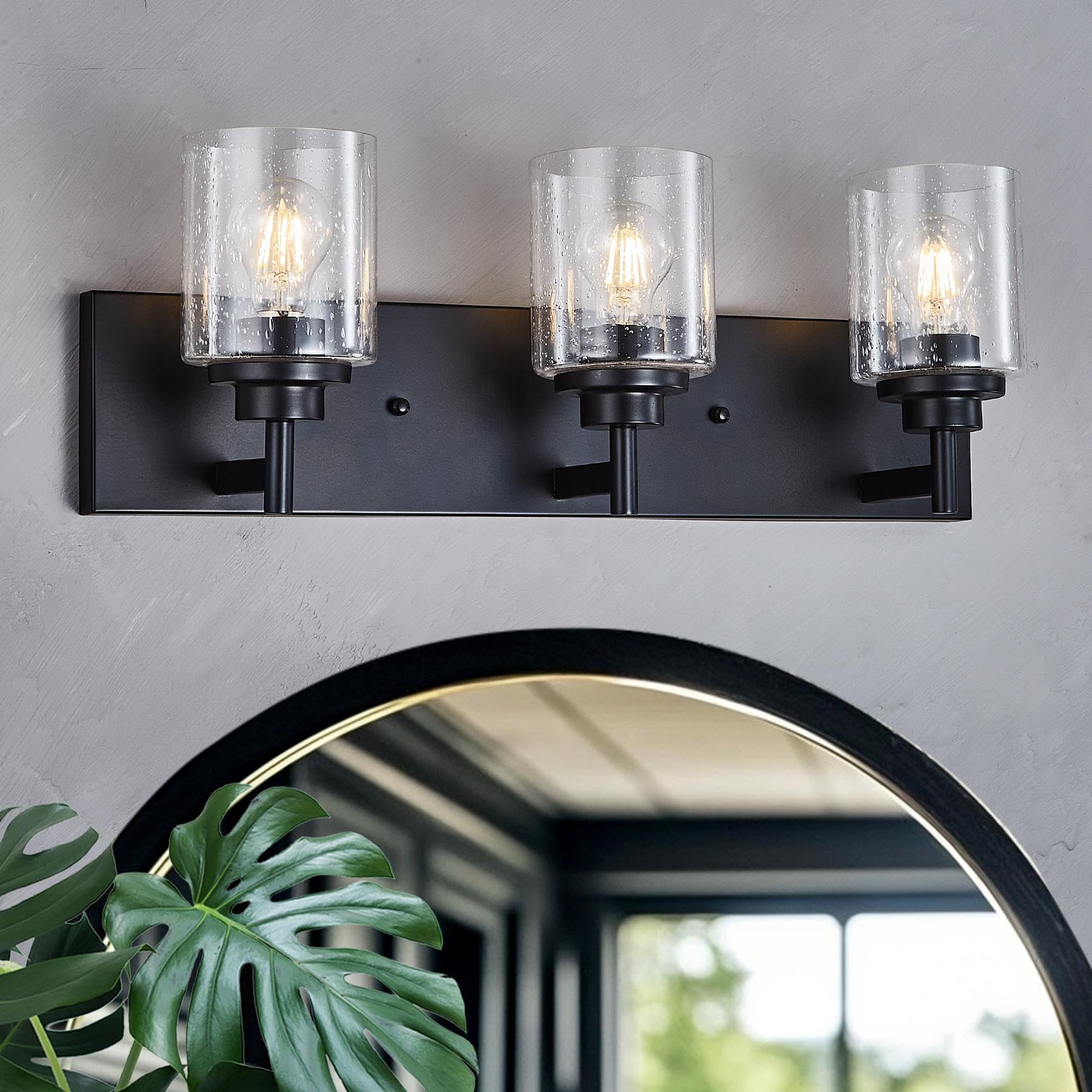 landskylite Black Bathroom Vanity Light Fixture, 24
