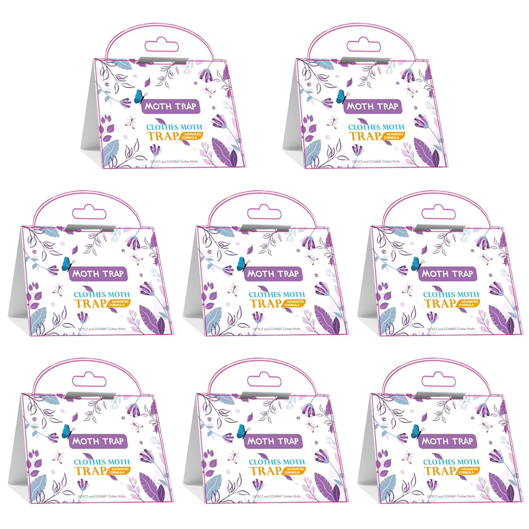 8-Pack Non-Toxic Pantry Moth Traps – Strong Adhesive, Odorless Moth Killer for Kitchens and Cupboards | Effective Household Moth Prevention | Eye-Catching Purple Design