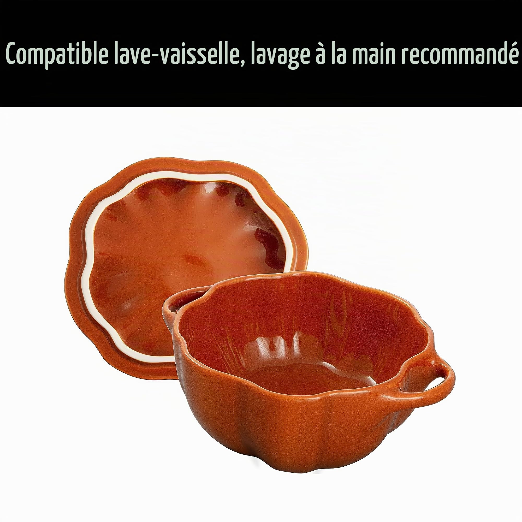 STAUB Petite céramique de 0,5 l, passe au four et à la cuisinière jusqu'à 300 °C, plat à citrouille, pâtisserie, moule à bonbons, orange brûlé