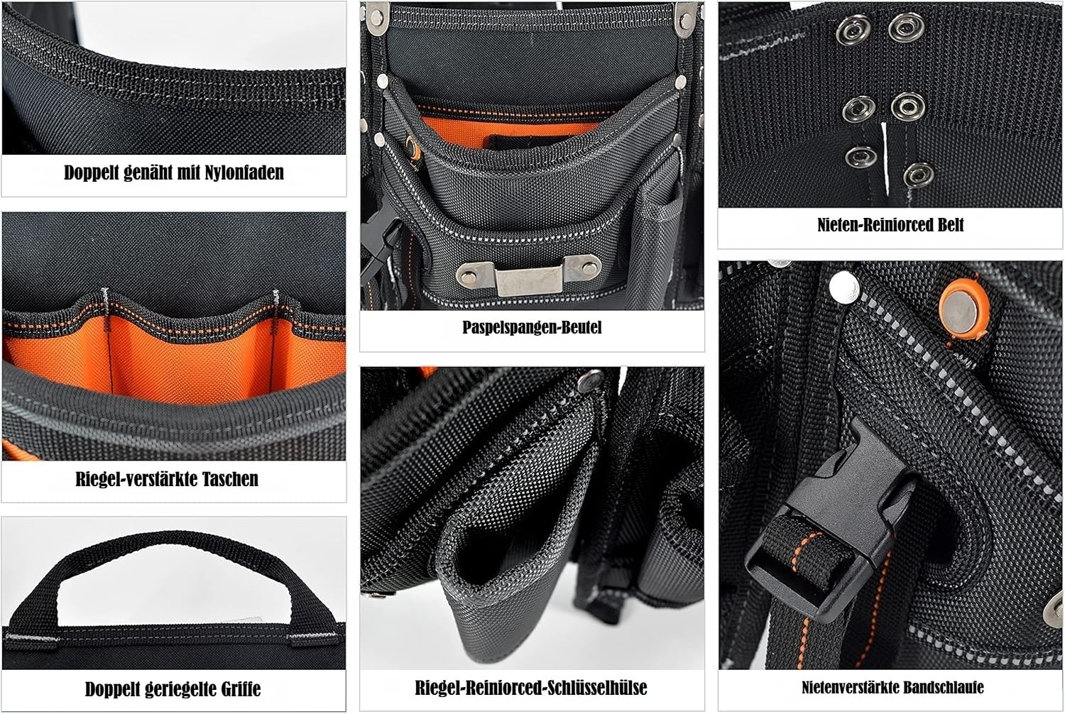 WELKINLAND 18 Taschen Zimmermanns-Werkzeuggürtel - Bau- & HVAC-Werkzeugtasche für Herren