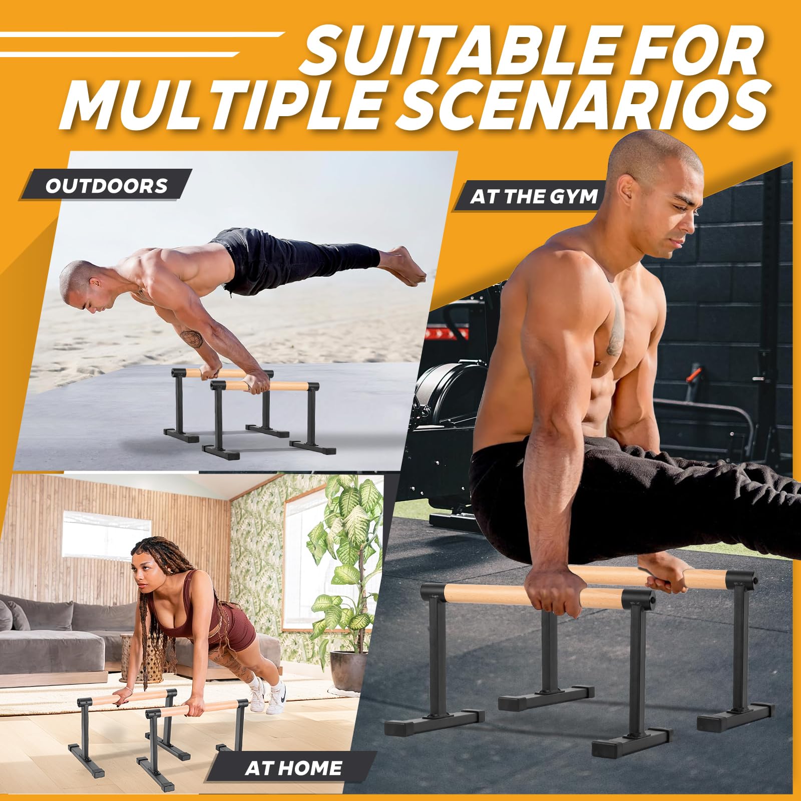Parallettes, Calisthenics Griffe für Handstand, Push-Ups, Liegestützgriffe Holz für Fitness zuhause & Outdoor, Home Calestetic Equipment