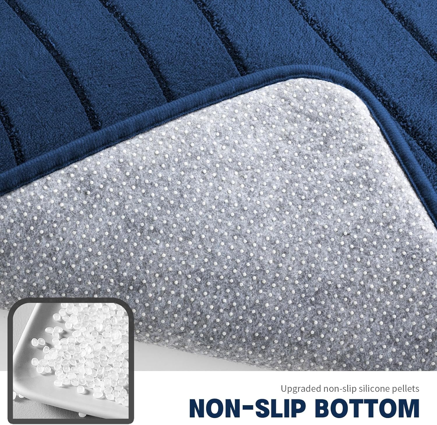 YIHOUSE Blue Bathroom Rug Set 5 Pieces, Soft Non Slip Memory Foam Bath Mats, Extra Thick Bath Mats for Bathroom, Machine Washable Bath Rugs Set for Tub, Toilet and Floor - Image 5