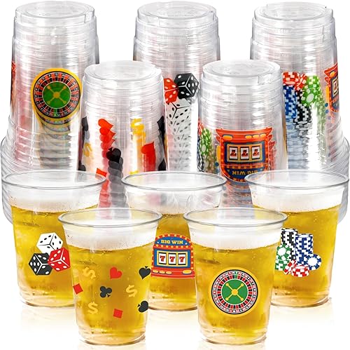 Miniatura 10 de Vasos de decoración de fiestas temáticas de los años 90, 50 vasos de plástico desechables de 16 onzas para música retro, hip hop, baile de regreso a