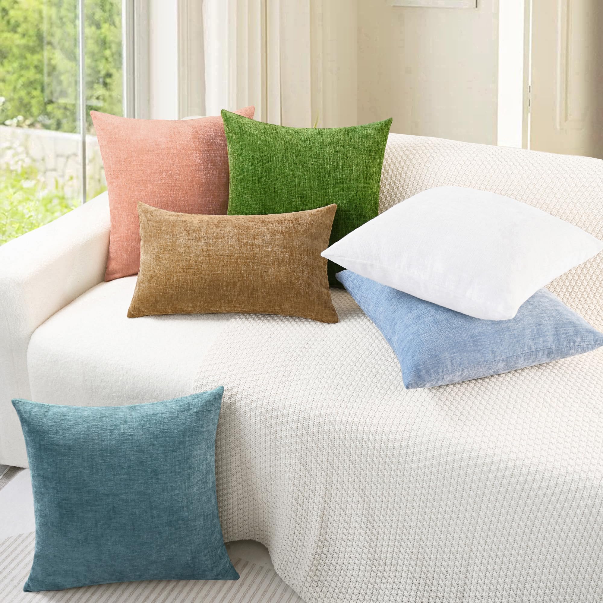 Federa per cuscino in ciniglia per divano, coperta beige, 30 x 50 cm, morbida e accogliente federa decorativa per cuscino per la casa