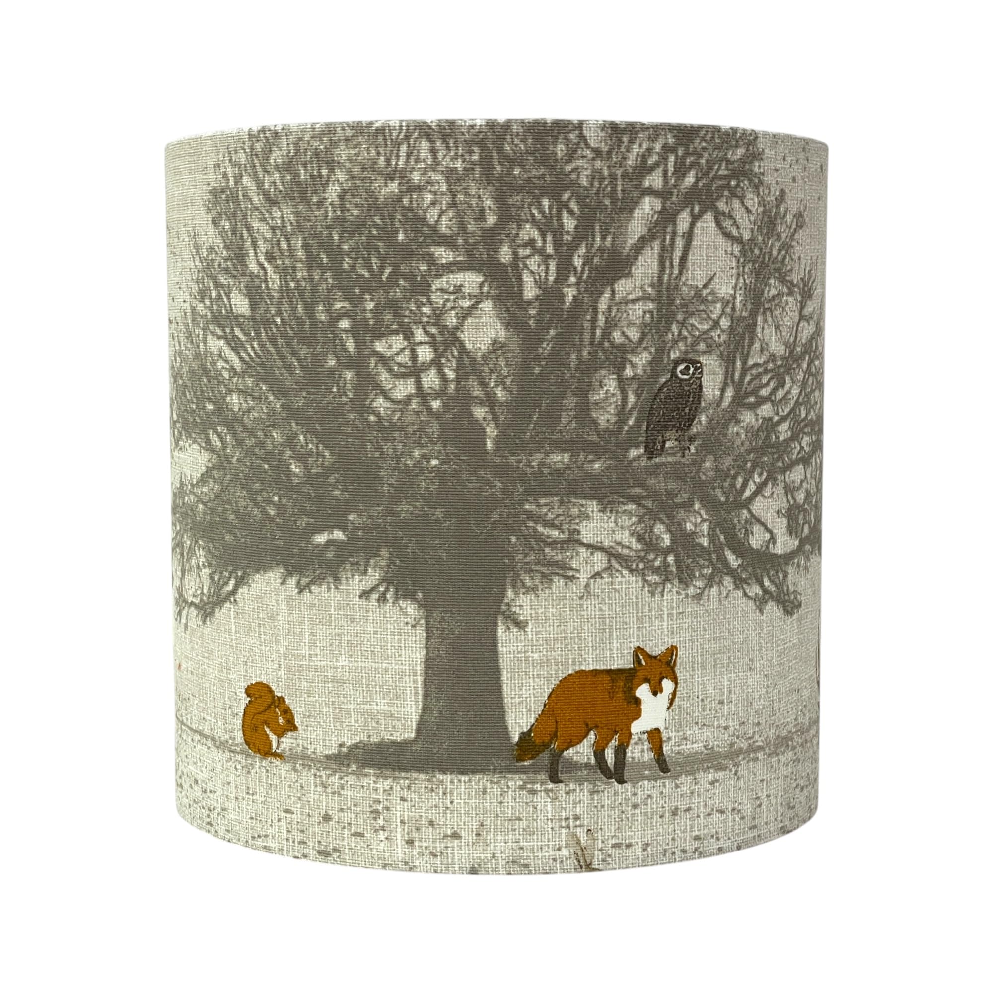 Beige Country Woodland Fox Stag Drum Lampshade