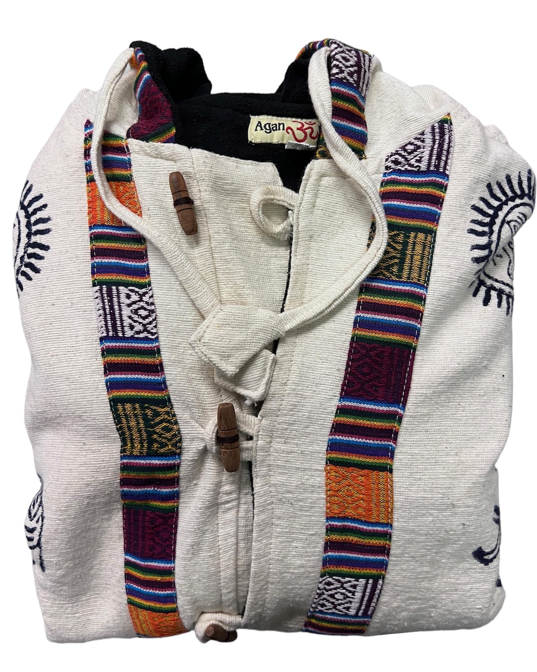 Agan Traders 2026 Mens Hoodie Jacket Heavy Cotton Fleece Lined Tibetan 100% Cotton Hoodie with Block Print Hippie Outwear product thumbnail 6