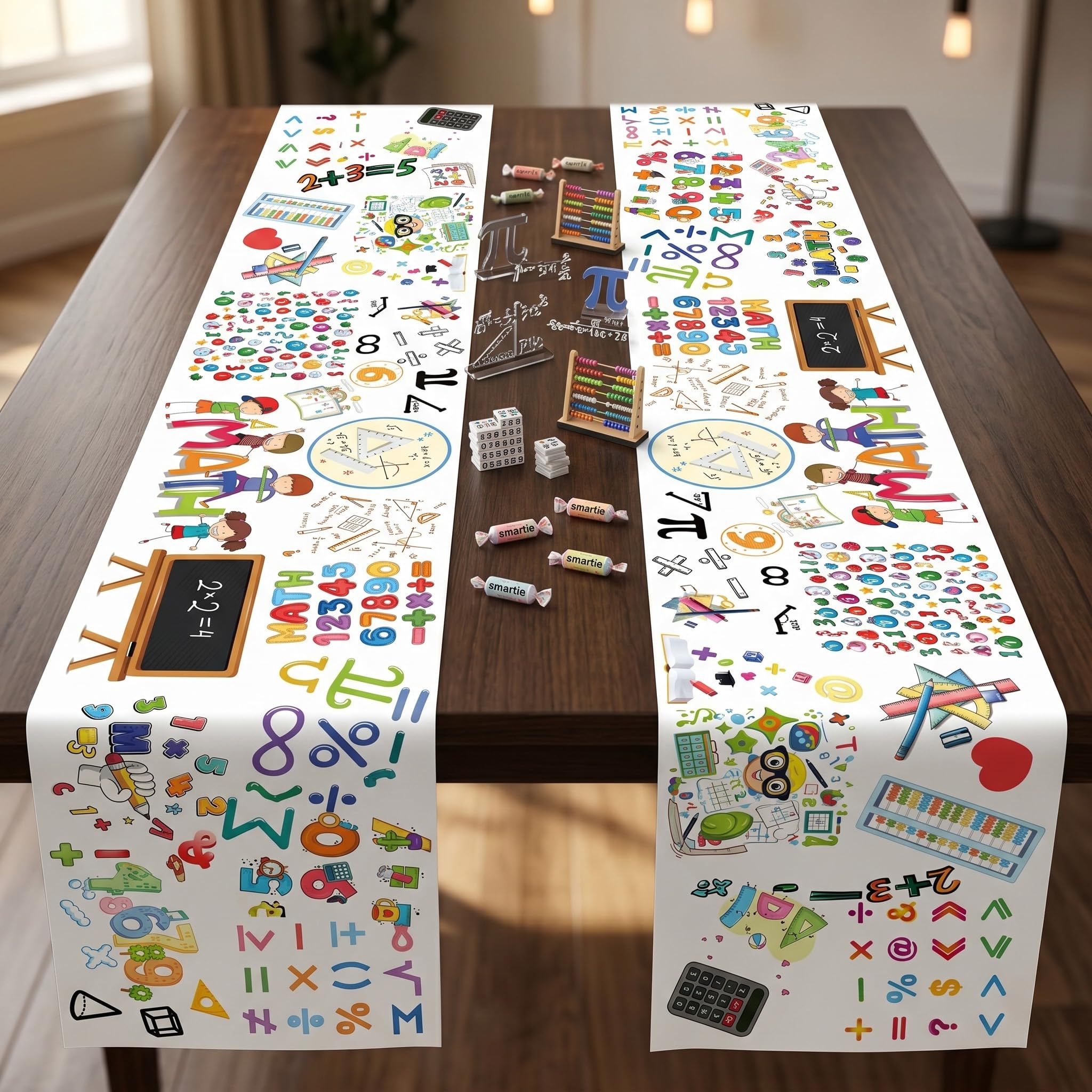 Yunahoo Math Table Runners Decorations 2 Pieces I Love Math Birthday Baby Shower Party Favors Supplies Class Party Carnival Events Prize Table