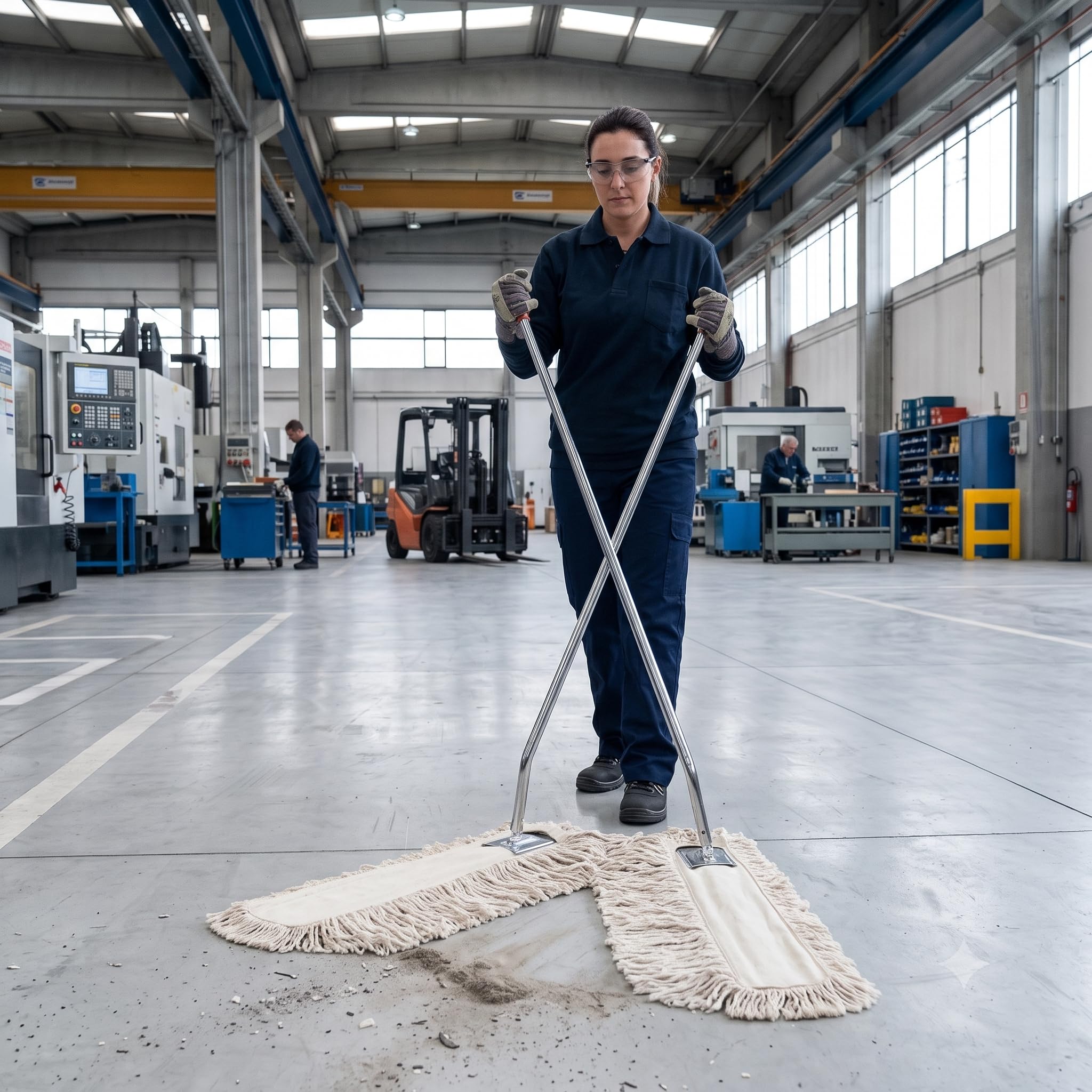 Scopa a Forbice con Manico e 2 Frange da 100 cm | Ampia copertura da 100 cm, Completa di manico e 2 frange, Ideale per grandi superfici, Utilizzo professionale