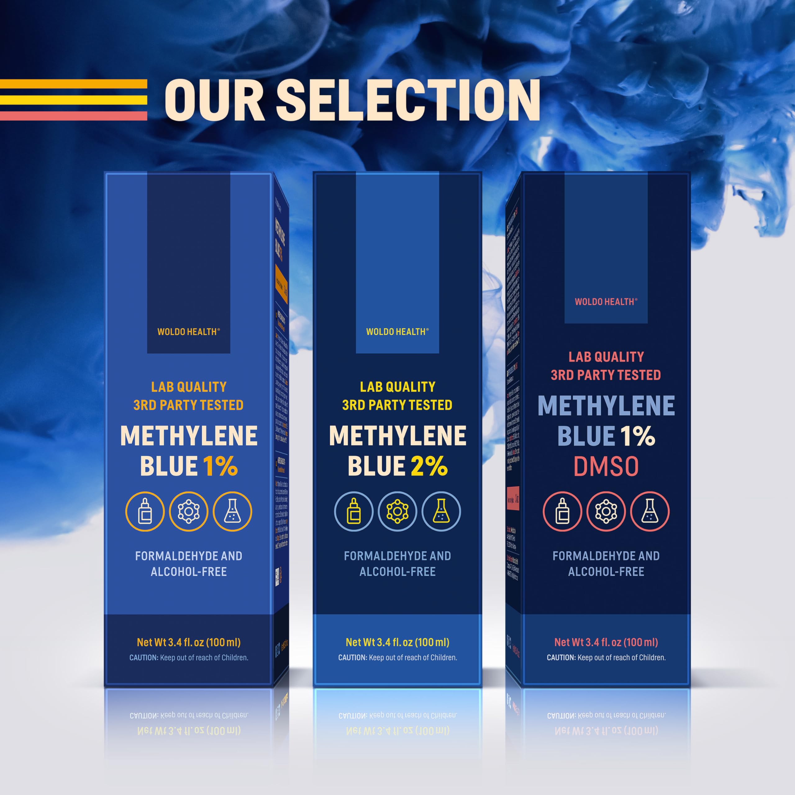 Bleu de méthylène 2 % de qualité pharmaceutique avec pipette 100 ml – Sans formaldéhyde, sans alcool, protégé de la lumière, pureté de laboratoire