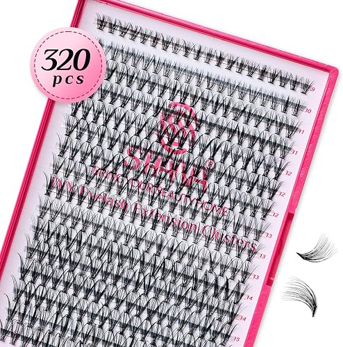 Lash Clusters 320PCS Individual Lashes, D Curl Lash Extension Clusters Lashes Wi