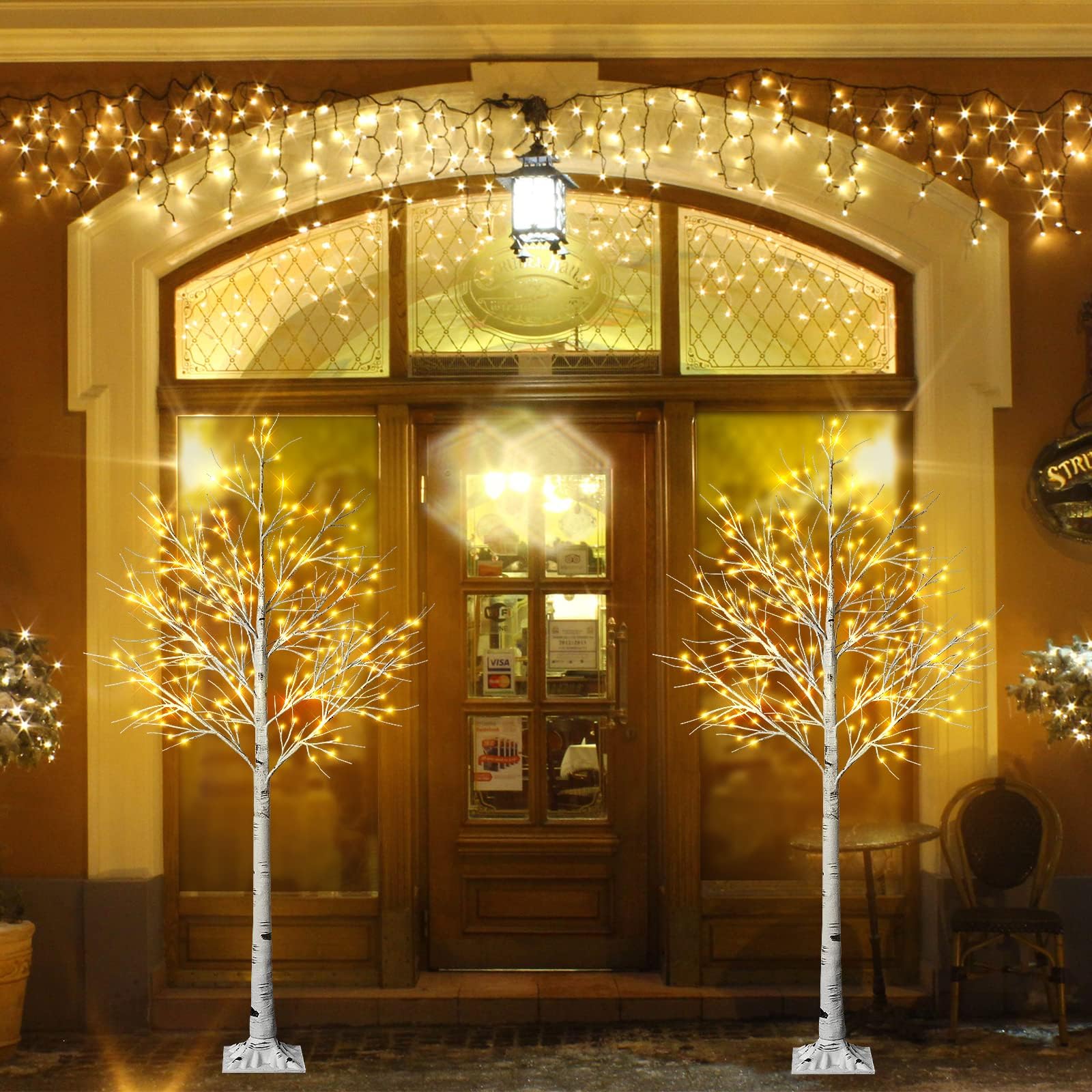 Light Up Xmas Tree 6FT Lighted Birch Tree With 160 Warm White LEDs ...