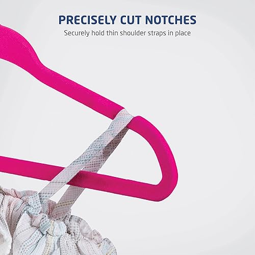 Miniatura 5 de Zober Perchas de terciopelo para bebé, paquete de 50 perchas antideslizantes para camisas, pantalones y vestidos con gancho giratorio, perchas