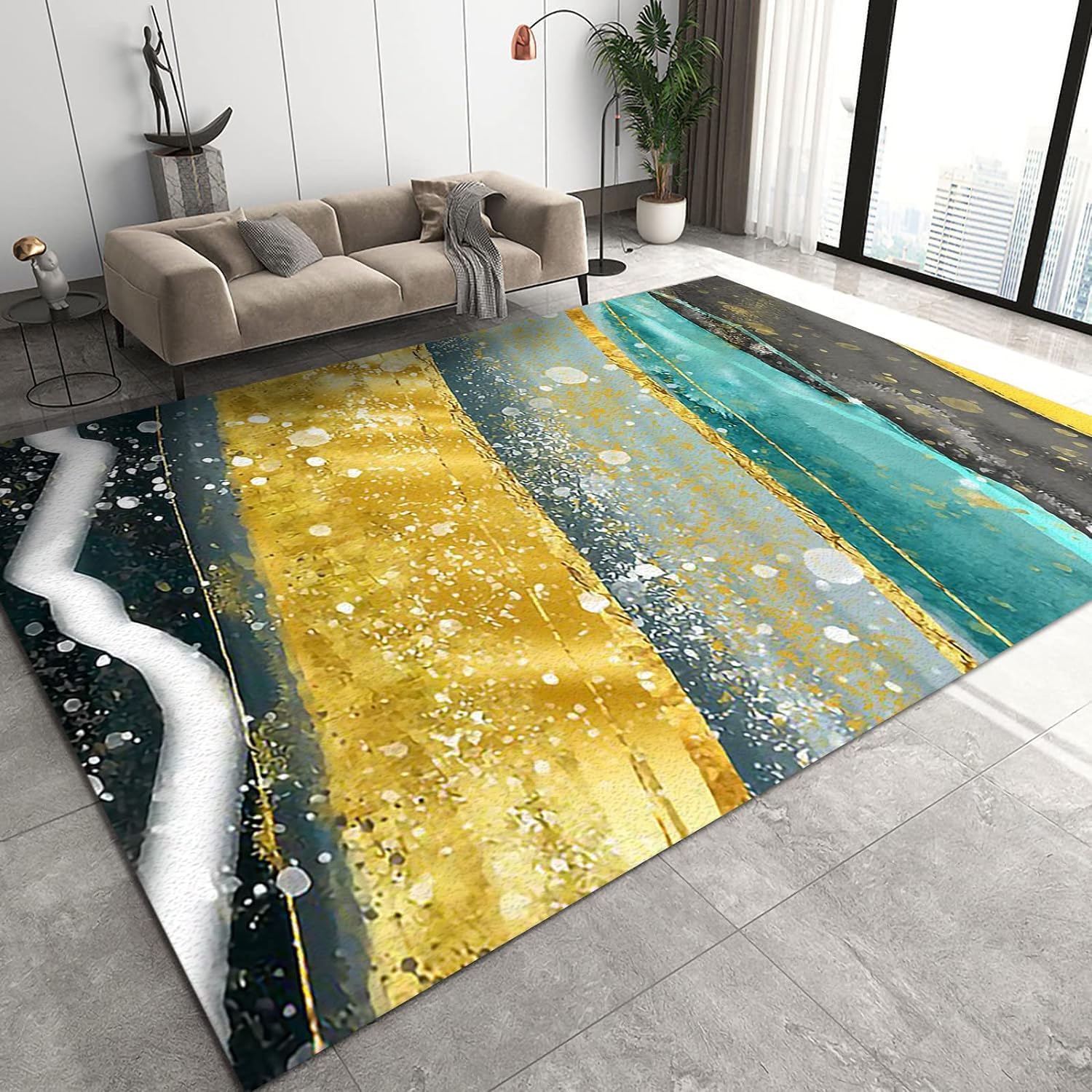 Tapis de salon marbre 180x280 cm en flanelle douce pour chambre d'enfants