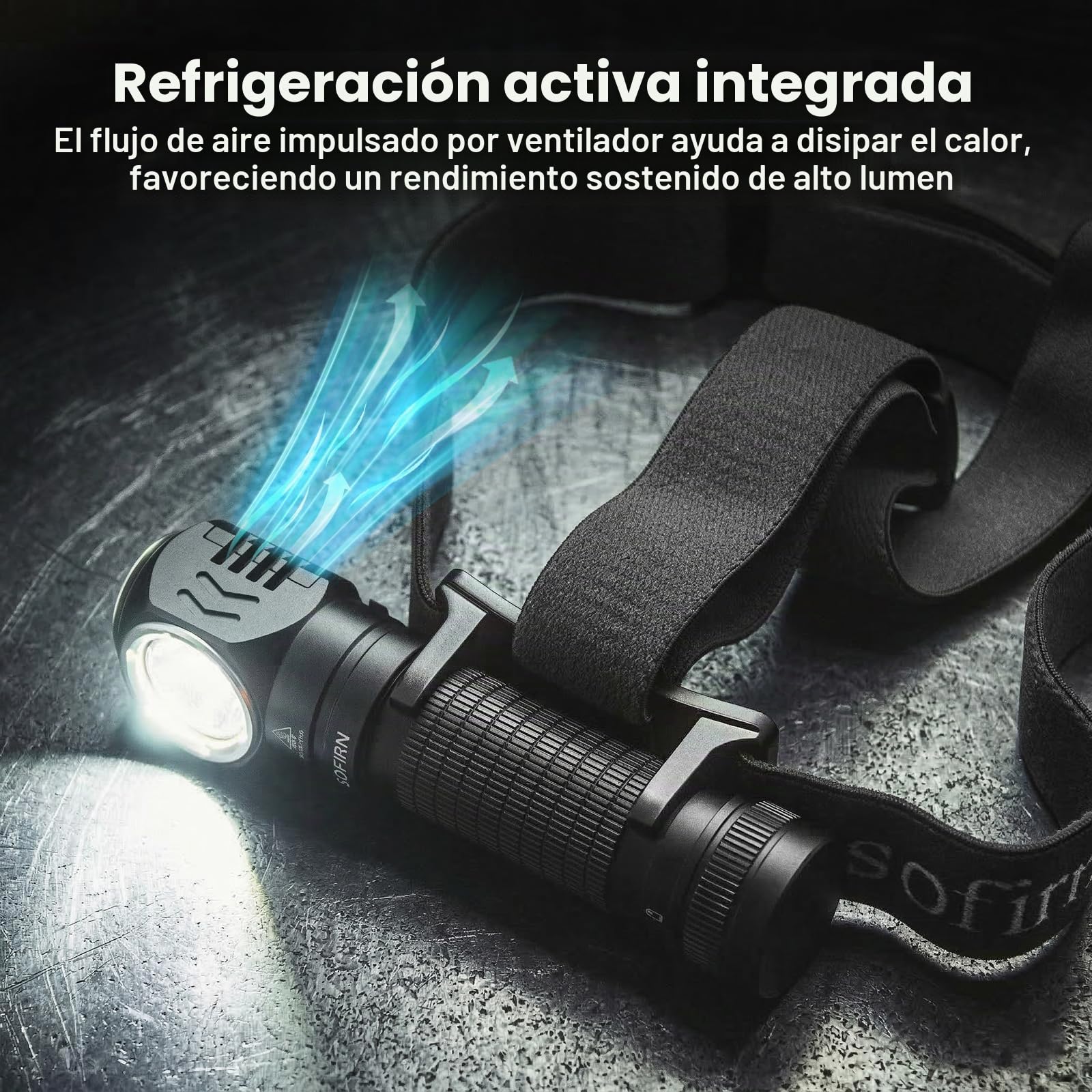 Sofirn HS45 Linterna Frontal LED Recargable, Refrigeración Activa 3200LM, Luz Constante sin Caída Rápida de Potencia, Recarga USB-C, IPX6 Impermeable para Reparación, Trabajo, Aire Libre y Camping
