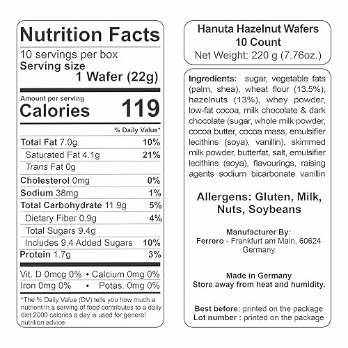 Miniatura 3 de Obleas Ferrero Hanuta rellenas de crema de avellanas (caja de 10 piezas)