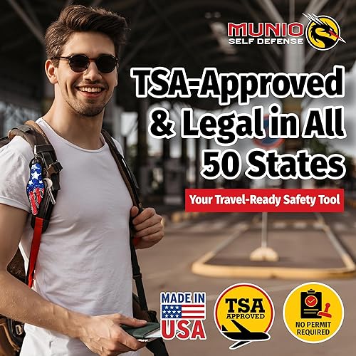 Miniatura 4 de MUNIO Llavero Kubotan de defensa personal, de diseñador, con libro electrónico Patriota Urbano,Bandera de Betsy Ross,Gadsden Flag,rosado, (Molon