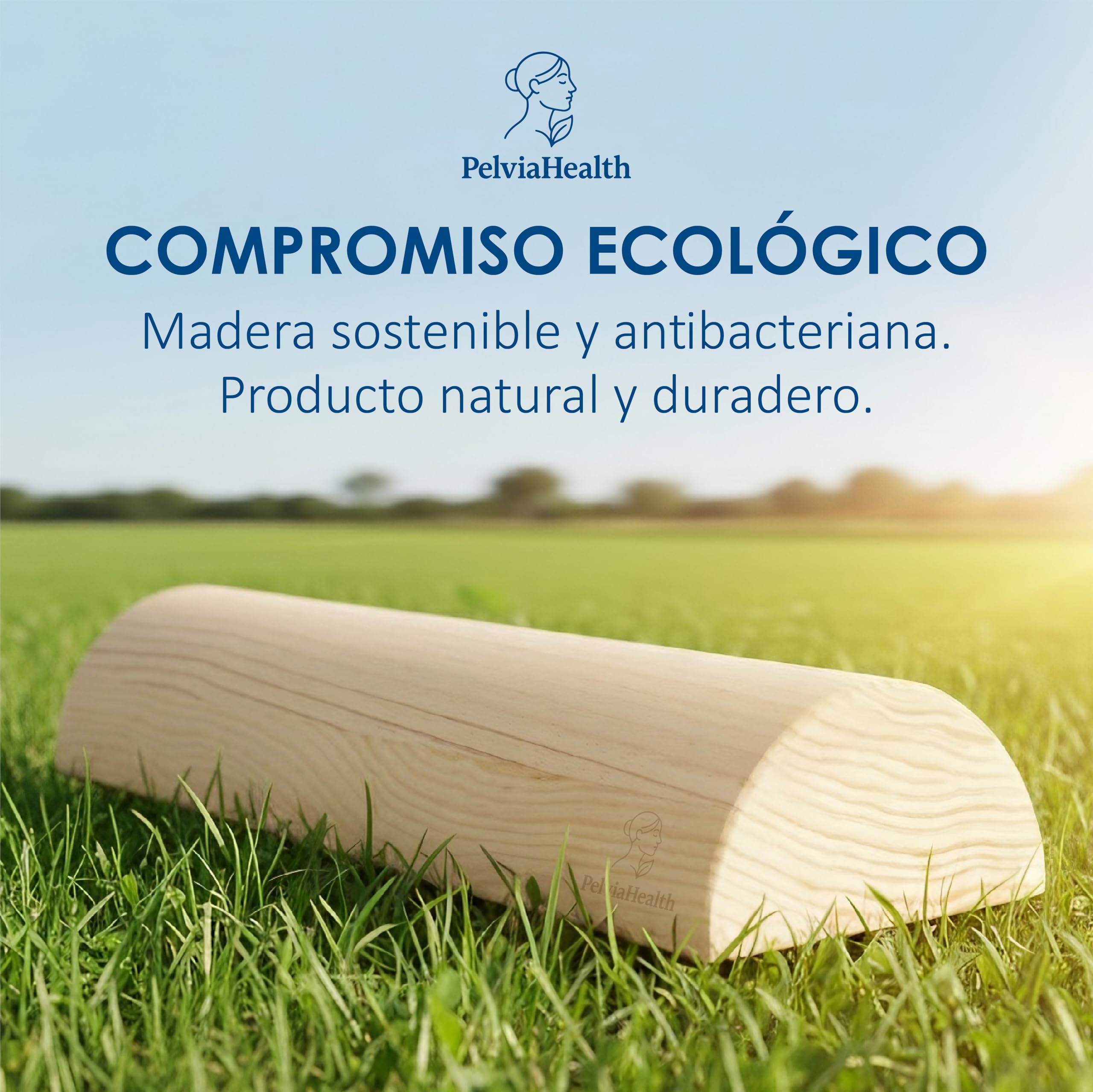 Tronco Propioceptivo Suelo Pélvico 50x17 cm Madera de Pino | Kit 6 en 1: Banda Elástica, Guía, Vídeos, Pads Antideslizantes, Bolsa Algodón, Acceso a Plataforma IA | Método 5P